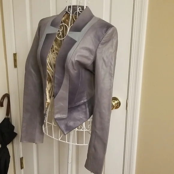 Gorgeous multicolored gray leather jacket XS - Picture 3 of 9